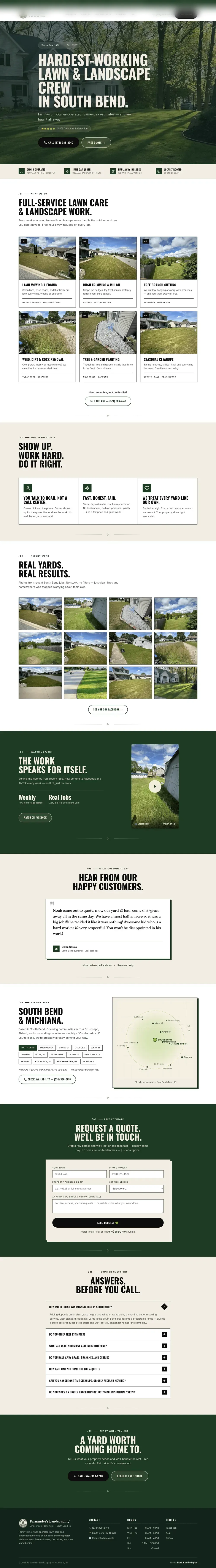 Lawn Care & Landscaping website built by Black & White Digital