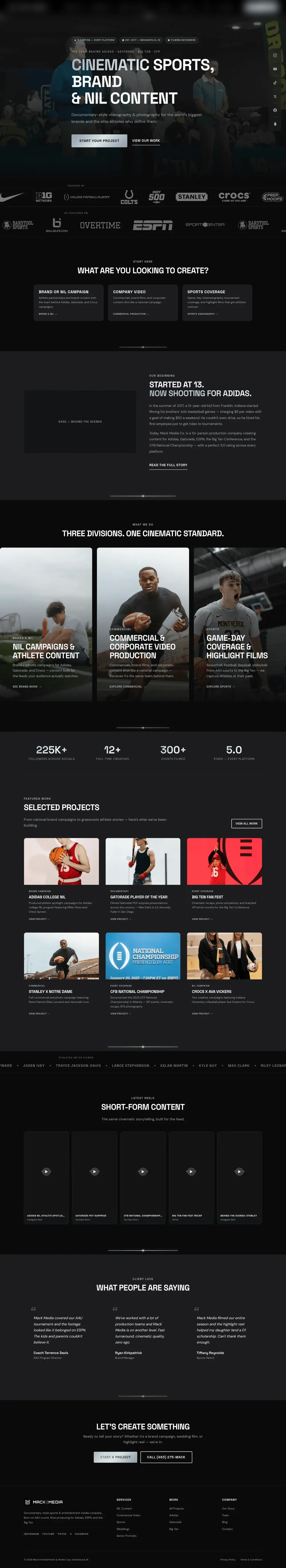 Media & Production website built by Black & White Digital